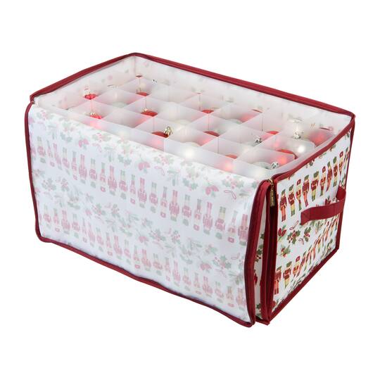 Laura Ashley Nutcracker Print 112ct. Stackable Christmas Ornament Storage Box